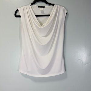 Jennie & Marlis Petite White Drape Neck‎ Sleeveless Top Sz Medium Petite